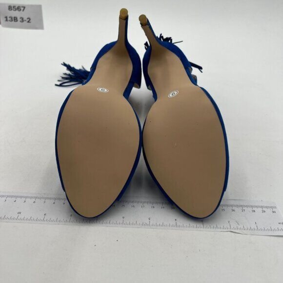 FSJ Women Peep Toe Ankle Strap Heels Sandals Stiletto Chic Fringed Party D'Orsay - Picture 7 of 8